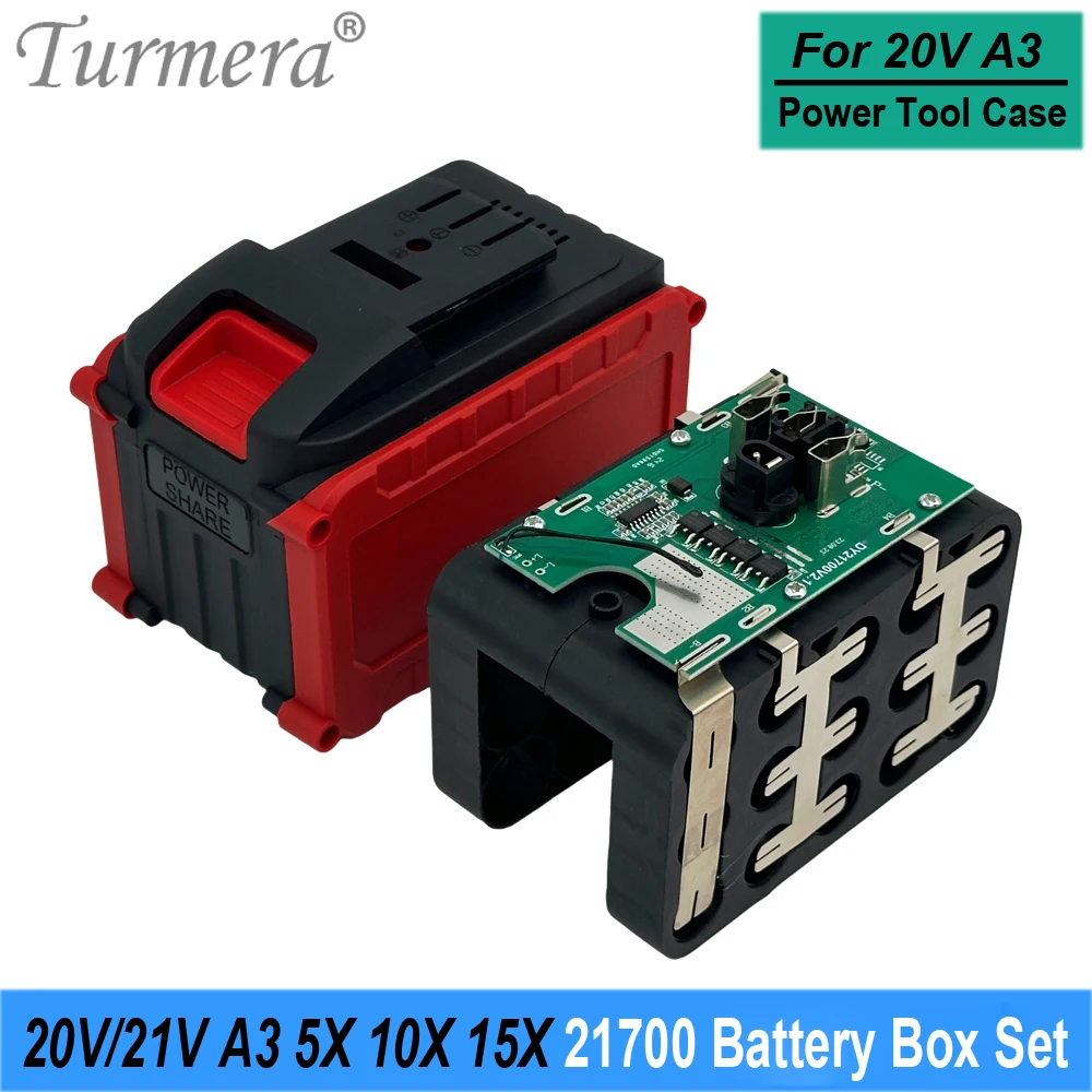 Turmera 20V A3 Schraubendreher-Batteriegehäuse 5X 10X 15X 21700 Batteriehalter mit 40A BMS zum Ersetzen von 18V 21V Elektrowerkzeug-Bohrmaschinen