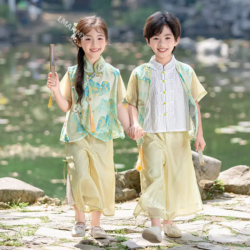 

Костюмы для выступлений на осень и зиму, комплекты в стиле Тан и Ханьфу, новые детские костюмы для выступлений в древнем китайском стиле