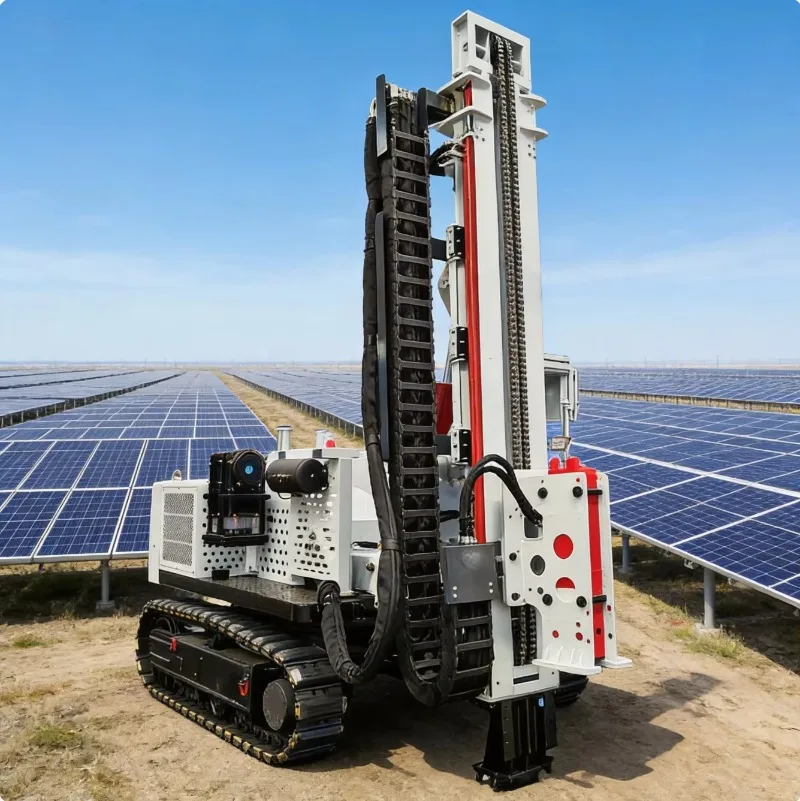 Hydraulic Photovoltaic Pile Driver Rotary Auger Attachment For Precise Ground Screw Placement Under Solar Panels