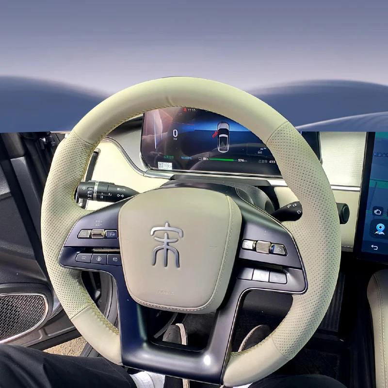 

For BYD Song L EV Song L DM-i 24-25 Song Pro DM-i 25 Hand Sewn Needle Thread Car Steering Wheel Cover Car Accessories Leather