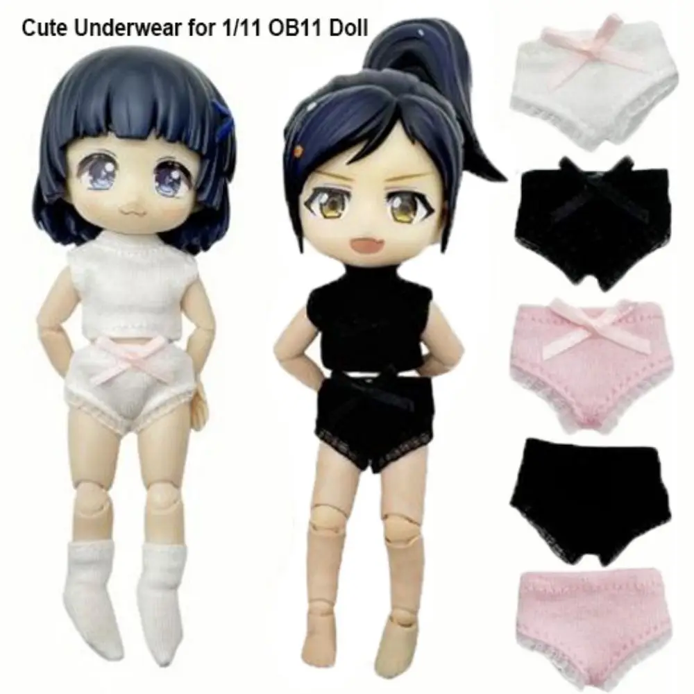 ชุดชั้นในตุ๊กตาน่ารัก ผ้าฝ้ายลูกไม้ DIY ยืดหยุ่นได้ 6 สี สำหรับตกแต่งบ้านตุ๊กตา