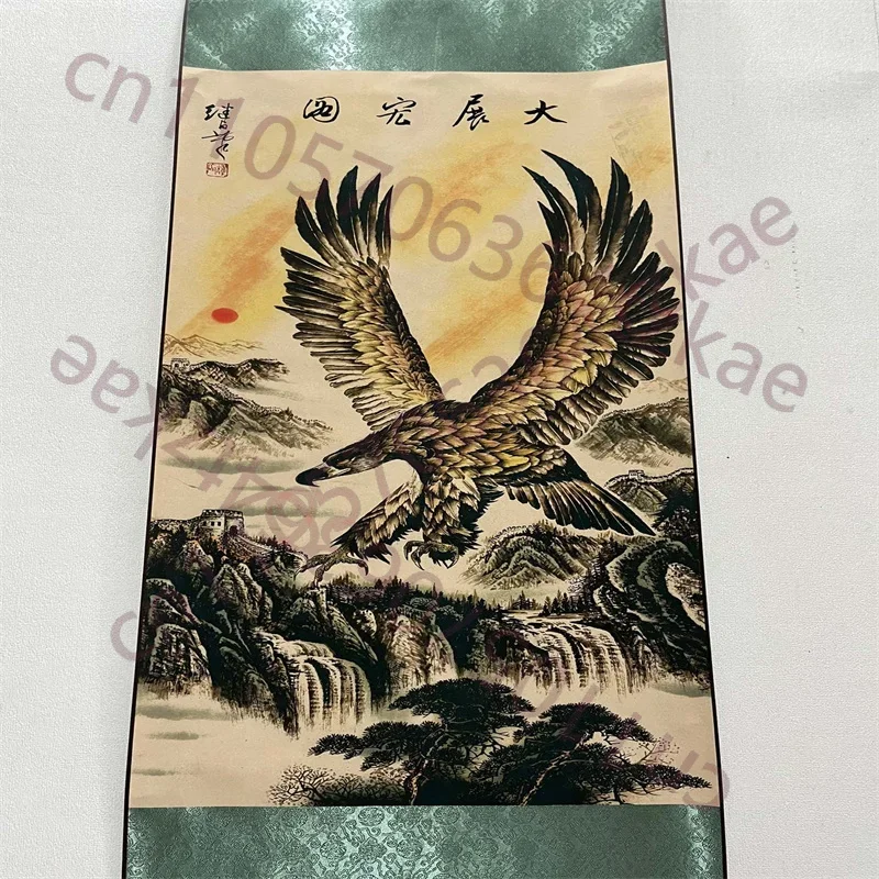 China Old Scroll Wall hanging Rice Paper Painting Liu Jilu's painting of a great Peng spreading its wings