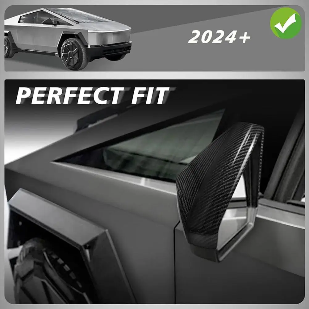 For Tesla Cybertruck 2024 Door Side Rearview Mirror Sun Direct Covers Caps Cover Add-on Protection Protection Auto Accessor Y3F7