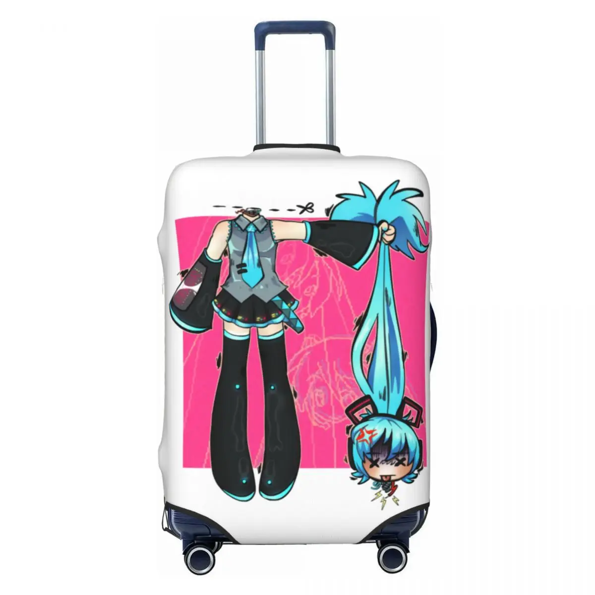 カスタムハツネミク-vocaloid-ロックアニメ荷物カバープロテクターかわいい旅行スーツケースカバー-18-32-インチ用
