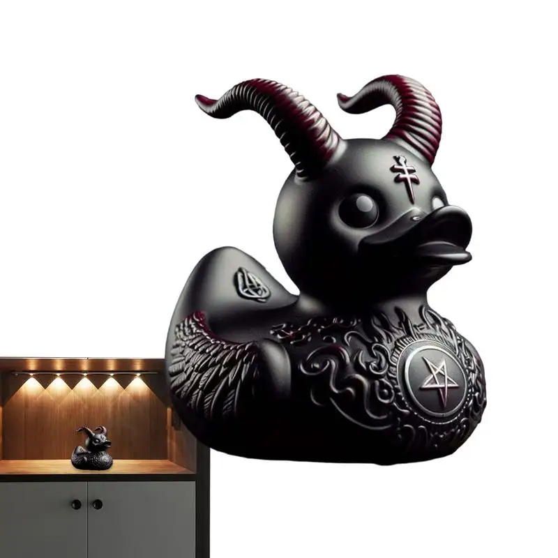 Devil Duck Ornament Car Ducks For Dashboard Satan Punk Gothic Death Rock Duck Bookshelf Desktop Wine Cabinet Decoration