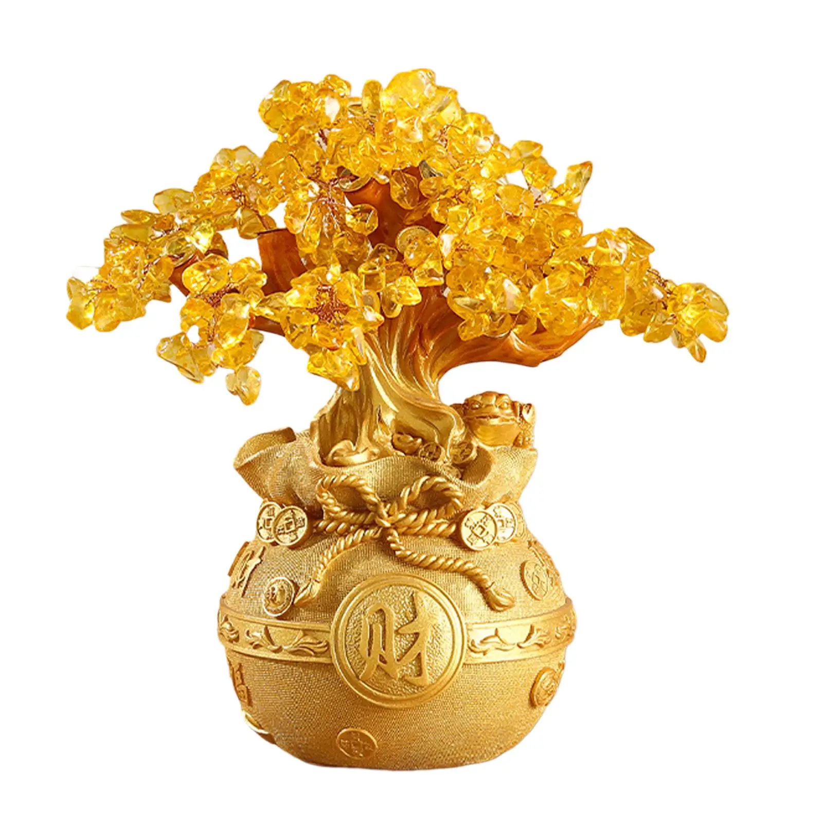 Feng Shui Bonsai Tree Ornament Tabletop Decoration with Base for Home Office