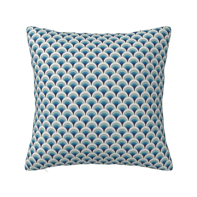 Custom Blue Wave Gradient Retro Pattern Throw Pillowcase Modern Cushion Cover Car Pillowcase