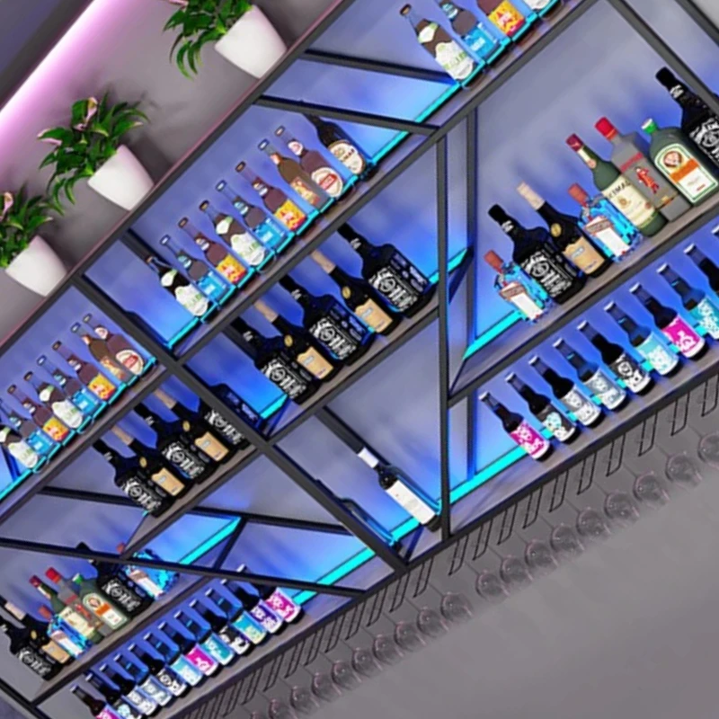 

Industrial Wall Modern Wine Racks Whisky Holder Commercial Vertical Glass Display Cabinet Meuble Rangement Organizer Furniture