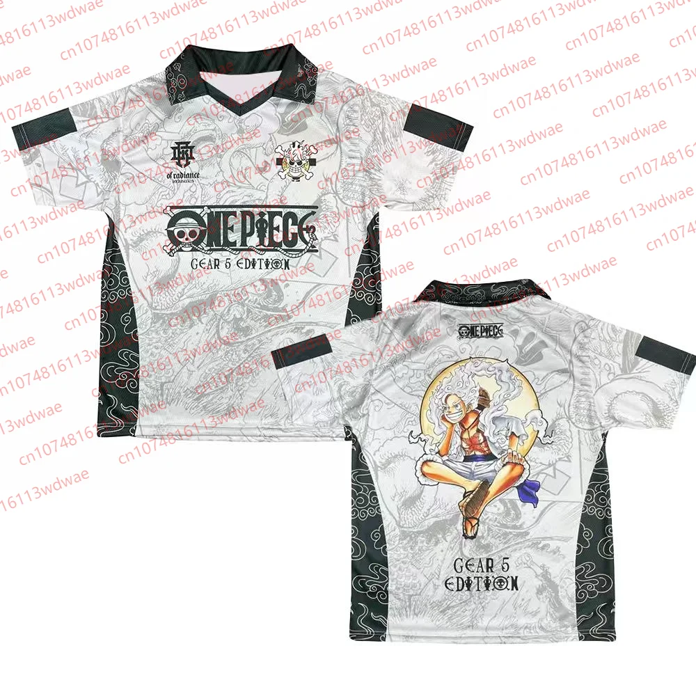 

2026 One Piece Jersey Five gear luffy Short-Sleeved Button Polo Shirt 5 Luffy Anime CosPlay T-Shirt Adults Kid Quick-dry Tee