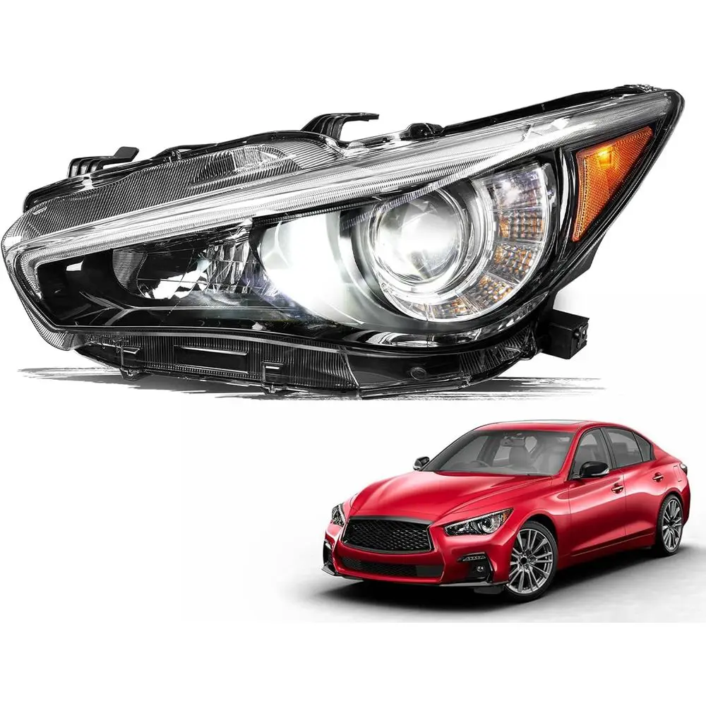 

Fits for 2014 2015 2016 2017 2018 2019 2020 2021 2022 Infiniti Q50 w/o AFS Left Driver Side Headlight Assembly Projector Headlam