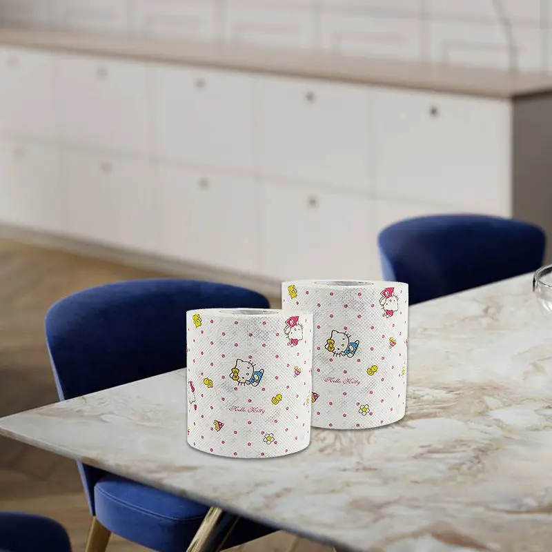 Hello Kitty Roll Paper Creative Cute Household 2-layer Printing Toilet Paper Roll Kitchen Table Bathroom Paper Supplies Gifts