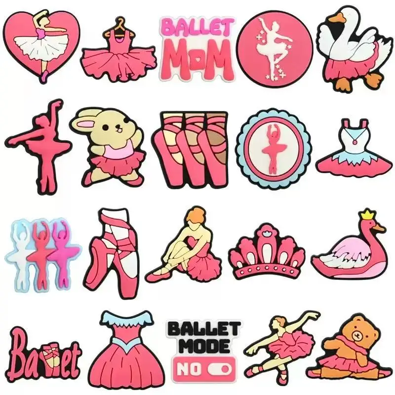 20-60pcs Pink Ballet Dance Shoe Charms For Sandals,Shoe Decoration Accessories Shoe Pins Great Gift For Men Women