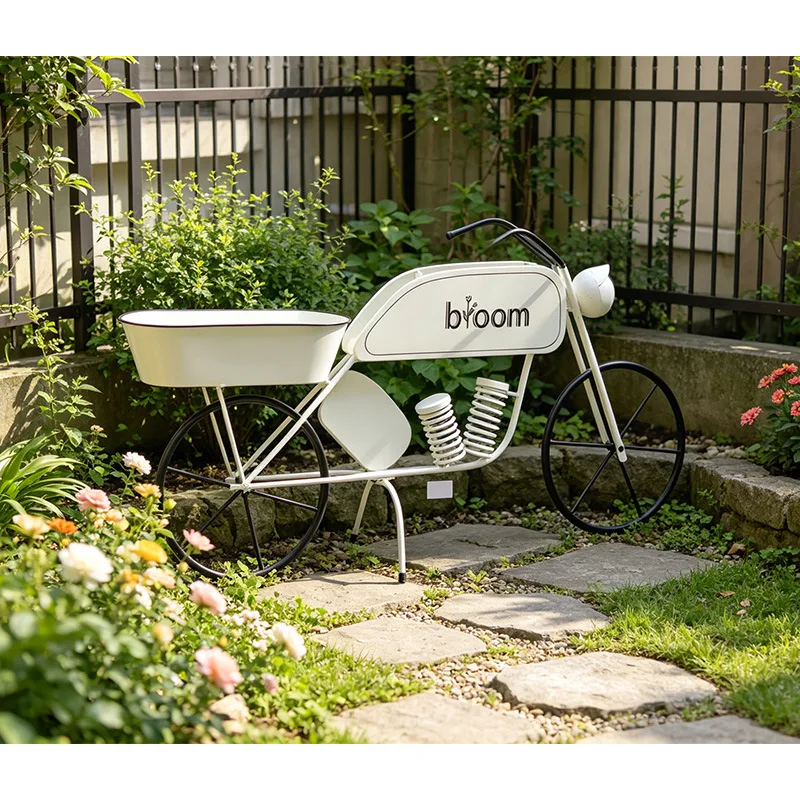 Wrought iron hot-selling new product flower stand bicycle flower pot stand garden outdoor wrought iron garden ornament