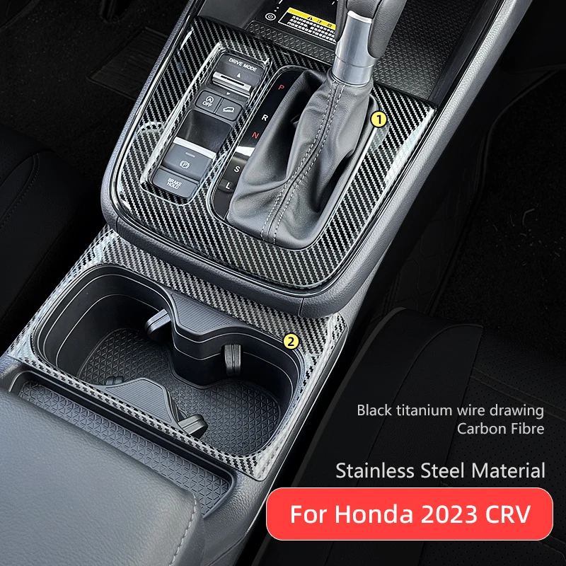 

Для Honda CRV CR-V 2023 аксессуары кнопка центральной консоли углеродное волокно стакан воды ручной тормоз переключение передач Внутренняя крышка отделка