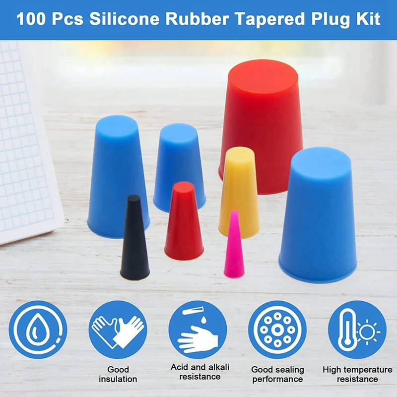 1 Set Tapered Plug Kit Silicone Rubber Tapered Plug Kit For Hole Plugs, Painting, Sealing