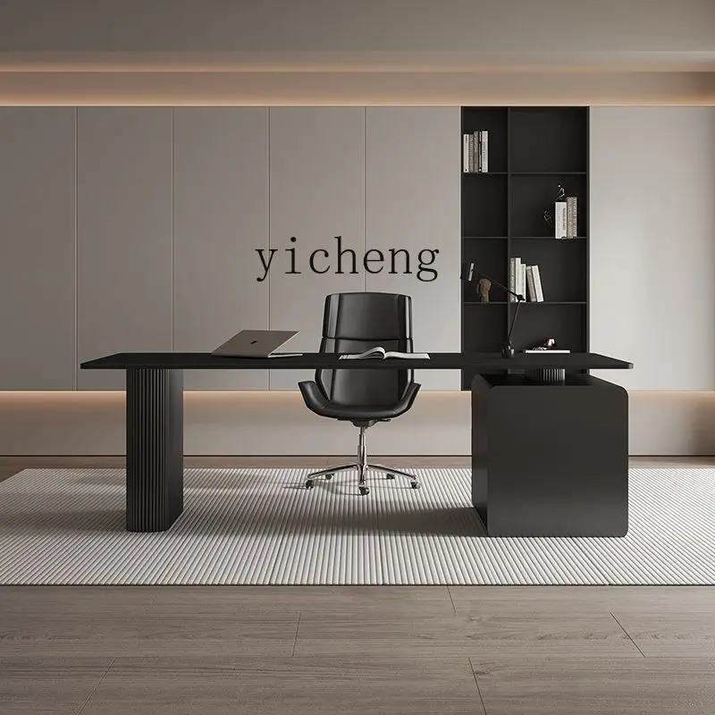

LX Rock Board Office Desk Small Apartment Desk Modern Light Luxury Black