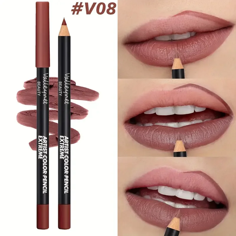 12 色防水マットリップライナーペンシルレッド輪郭ティント口紅長期的なノンスティックカップ保湿唇メイク