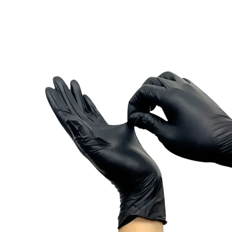100/PCS Disposable Black Nitrile Gloves Durable Latex Free for Household Kitchen Cleaning Beauty Hair Manicure Washing Cars