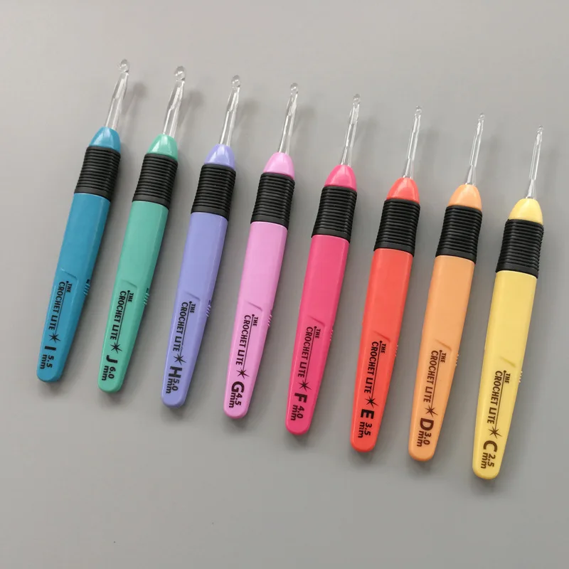 Plastic Handle Knitting Needles with LED, Crochet Hook, DIY Sewing Tools, 2.5 ~ 6.0mm, 8 Pcs