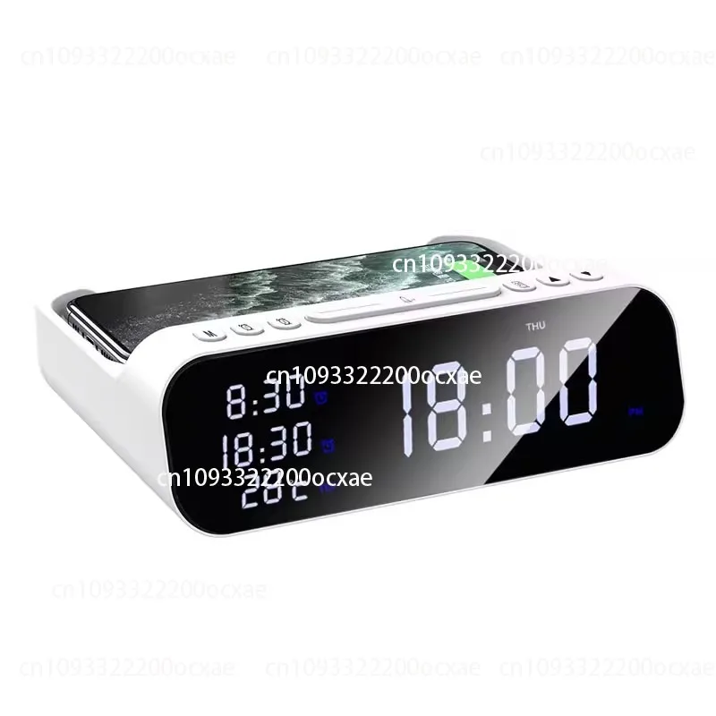 

Creative Mobile Phone Wireless Charger 15Wled Simple Clock with Temperature Luminous Electronic Alarm Clock