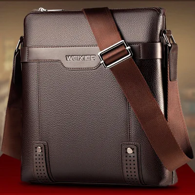 WEIXIER Men\'s Shoulder Bag Courier Sling Bag Large Soft PU Leather Crossbody Bag Men Leisure Briefcase Message Bag New 2021 bags