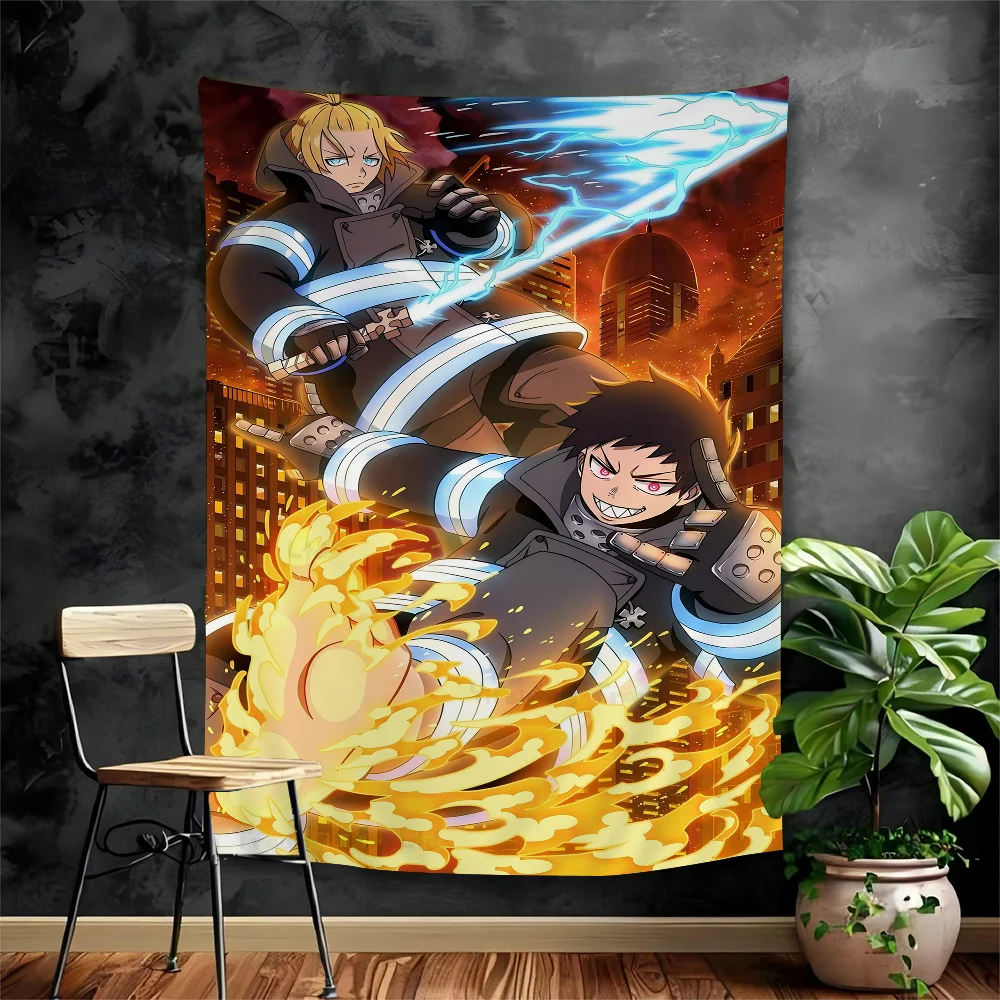 Anime Fire Force Chart Tapestry Home Decoration Hippie Bohemian Decoration Divination Wall Hanging Home Decor