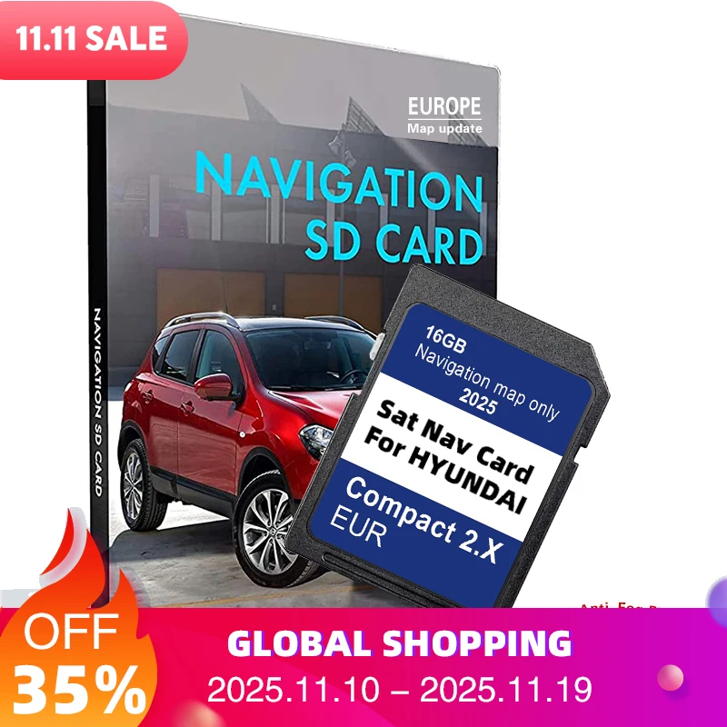 

Latest 2025 Compact 2.X Navigation GEN2 Europe Map Plug and Play for Hyundai H1/i20/Santa Fe/Grand Santa Fe/Tucson 16GB SD Card