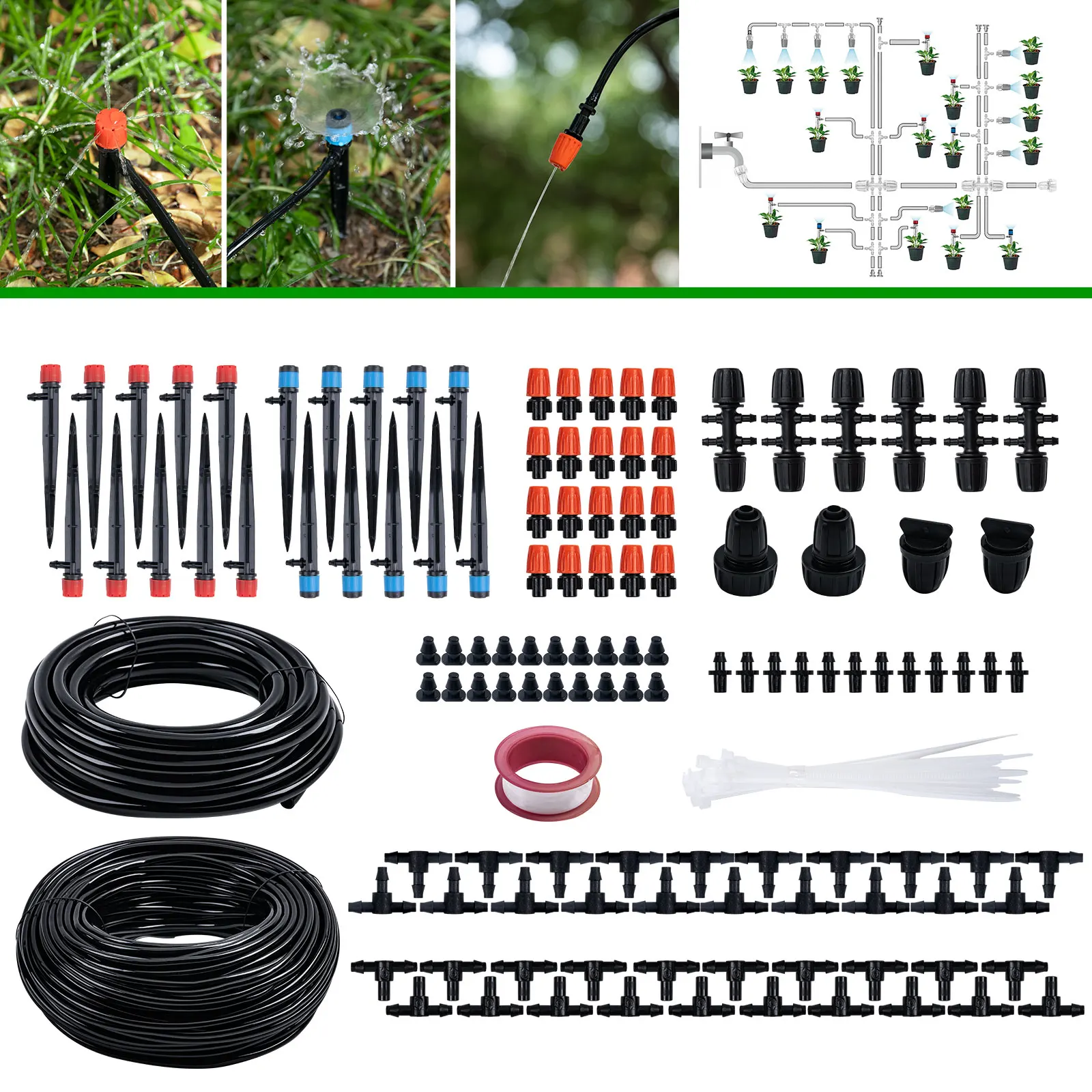 

Drip Irrigation System Kit Greenhouse Irrigation System Patio Misting Plant Watering System for Yard Lawn Garden Accessories