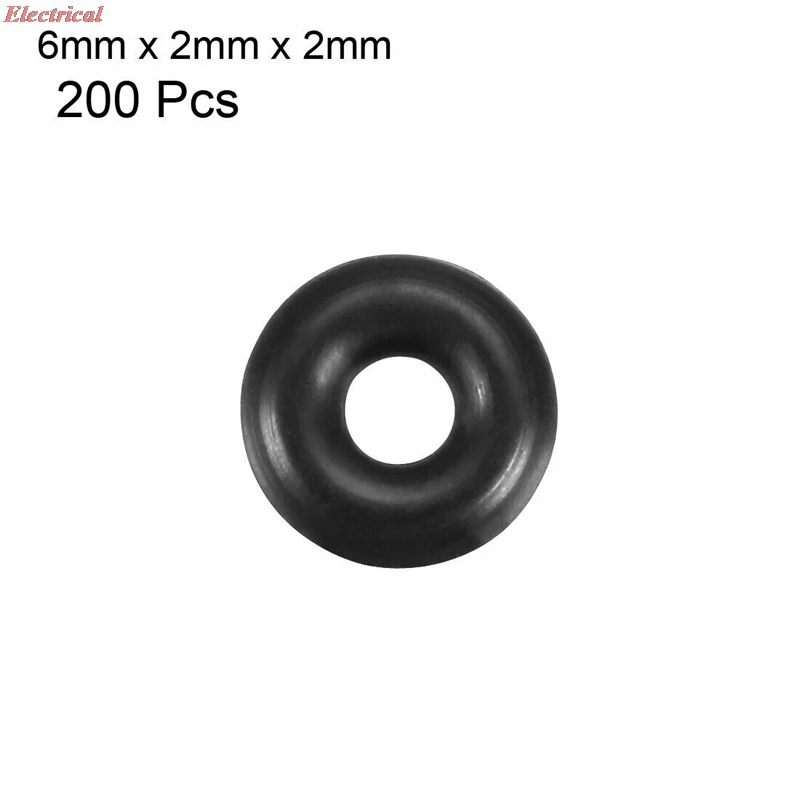 6mm x 2mm Nitrile Butadiene Rubber O Ring Oil Sealing Ring Gasket Black