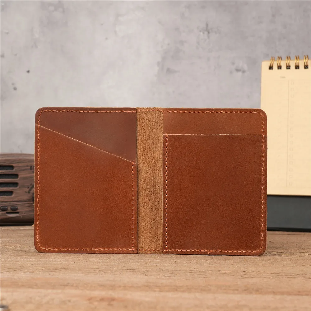 1148 Unisex Black Genuine Leather Cow Pickup Bag Casual Vertical Coin Purse Retro Crazy Horse Pickup Bag