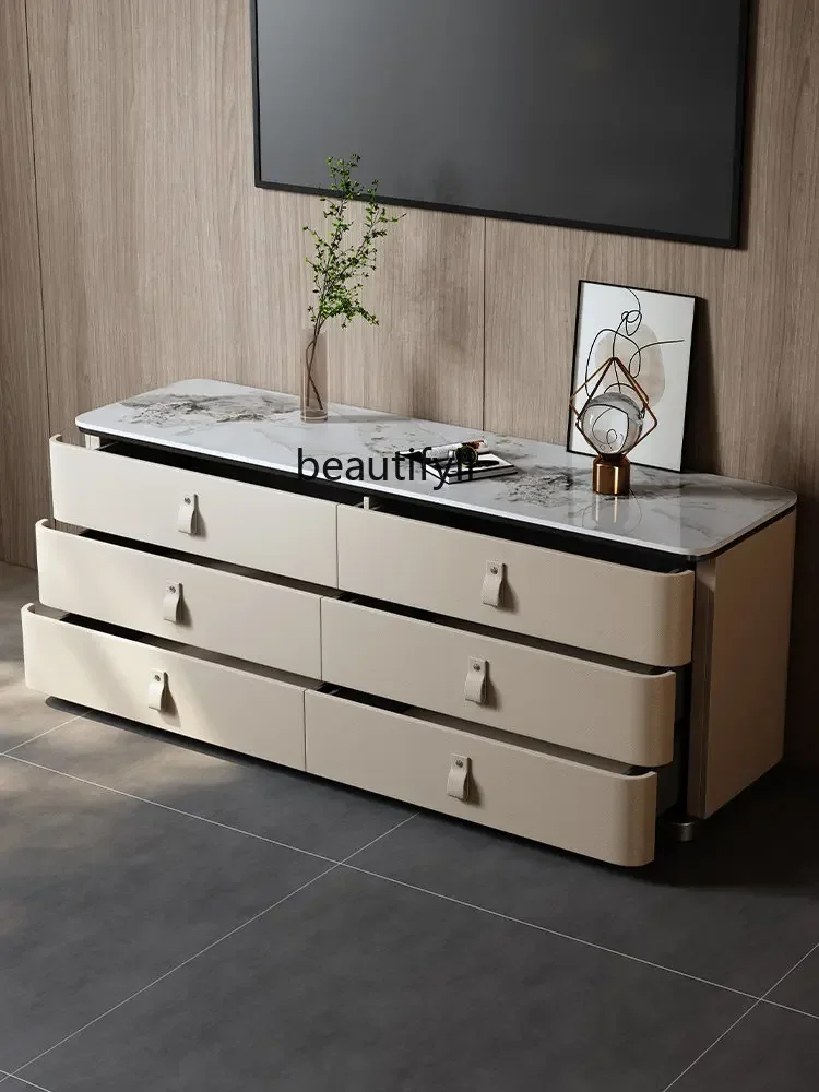 

xz1X1xzItalian Minimalist TV Cabinet Bedroom Chest of Drawers Simple High-End Leather Floor Standing Storage Cabinet Designer Fu