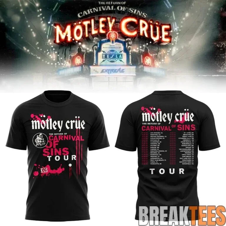 2026 Motley Cruie Returns to Vice Carnival World Tour Summer Men's and Women's T-shirts Comfortable Flawless Y2k