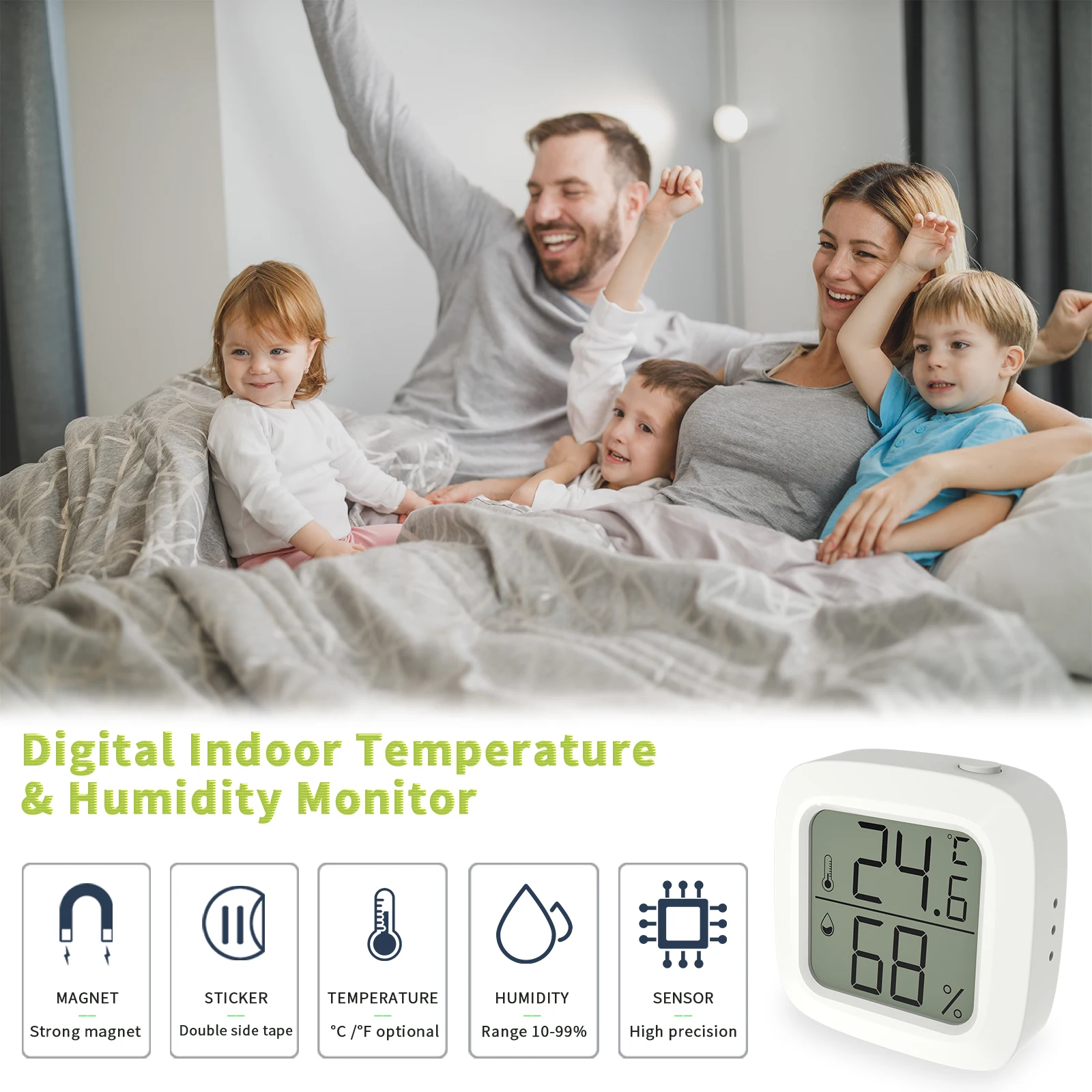 Mini Digital Hygrometer Thermometer Indoor Temperature Humidity Meter Electronic Sensor Gauge Weather Station Monitor