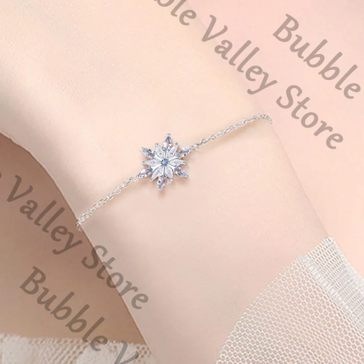 الحب والفضاء العميق أنيمي زين تأثيري الأزرق كريستال ندفة الثلج غرامة الفضة أساور الكرتون سوار سلسلة اليد هدفين الدانتيل عيد الميلاد #4