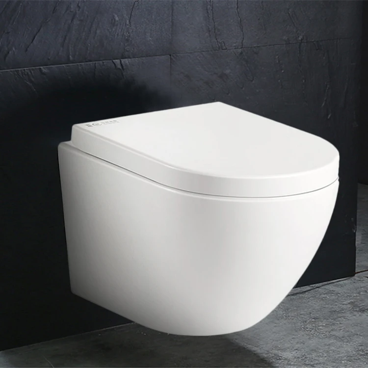 European style p trap white sanitary ware back to wall wc washdown one piece ceramic rimless wall hung toilet