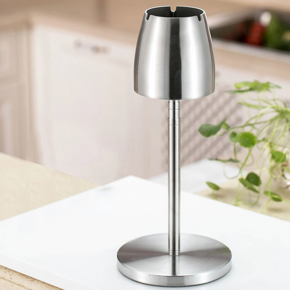 

Stretchable Windproof Ashtray Stainless Steel Cigarette Holder Adjustable Design Easy Clean Suitable Home Bar Cafe Hotel