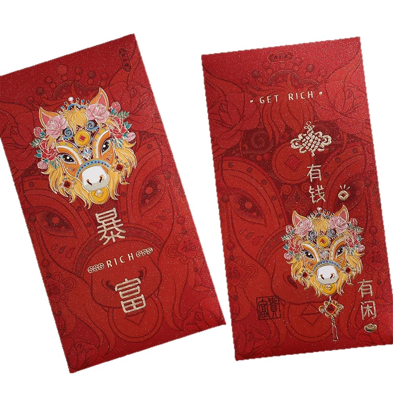 6pcs 2026 Horse Year Red Envelopes Chinese Style Blessing Lucky Money Envelopes Traditional Cartoon Red Packets