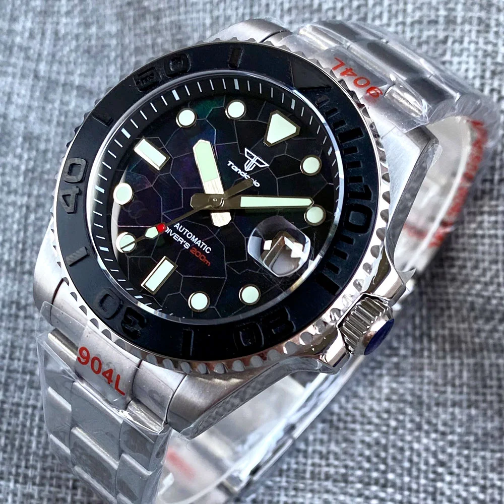 40mm sub 200m resistência à água relógio de corda automática para homem nh35aa movt mop dial 38mm inserção cerâmica 904l banda 120click moldura