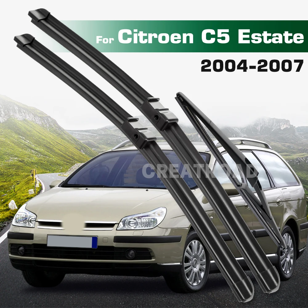 For Citroen C5 Estate 2004-2007 2005 2006 Wiper Front & Rear Wiper Blades Windshield Windscreen Window Brushes 26"+19"+12"