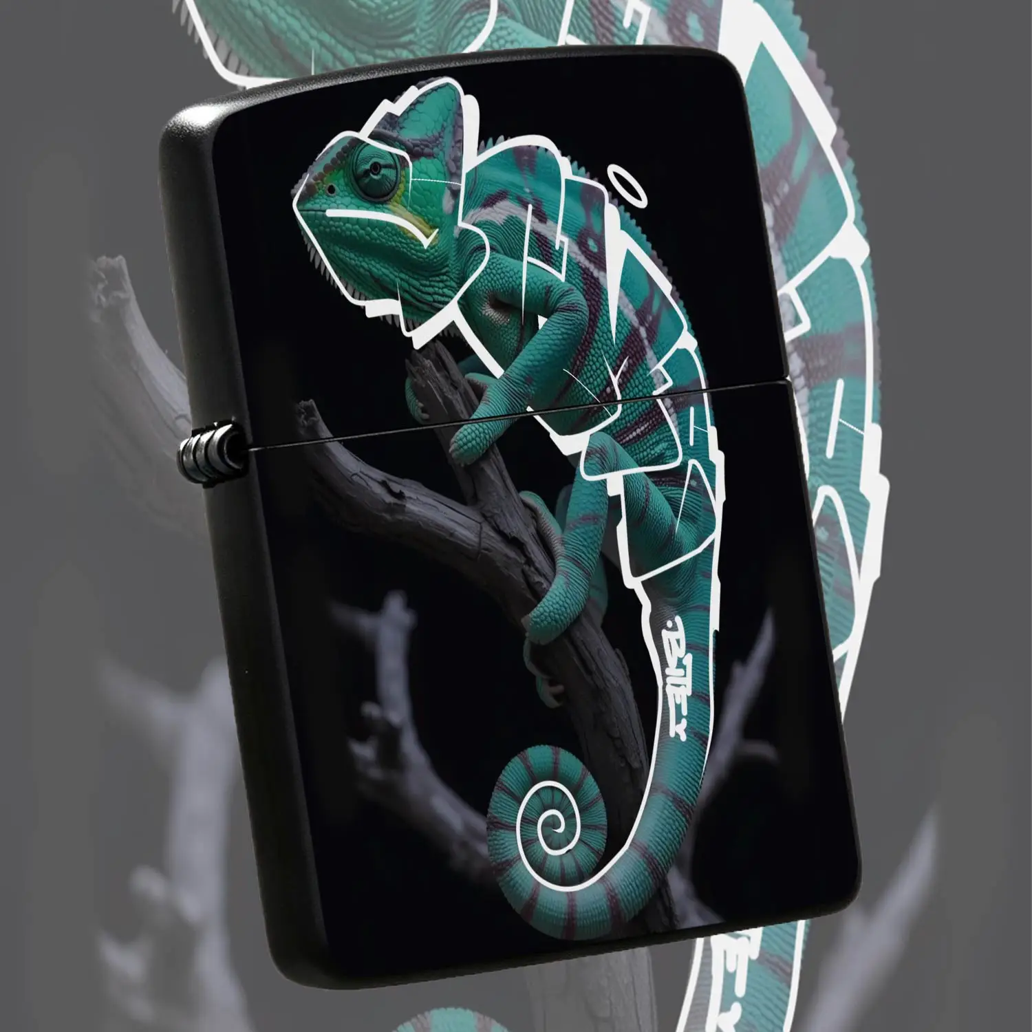 Stylish Art Line Chameleon Creative Portable Lighter Suitable for Daily Outdoor Camping Multi Scenarios Unique Texture Decor Exudes Distinct Vibe Ideal as a Tasteful Personal Item or Exquisite Trendy Practical Gift for Your Friends and Fam