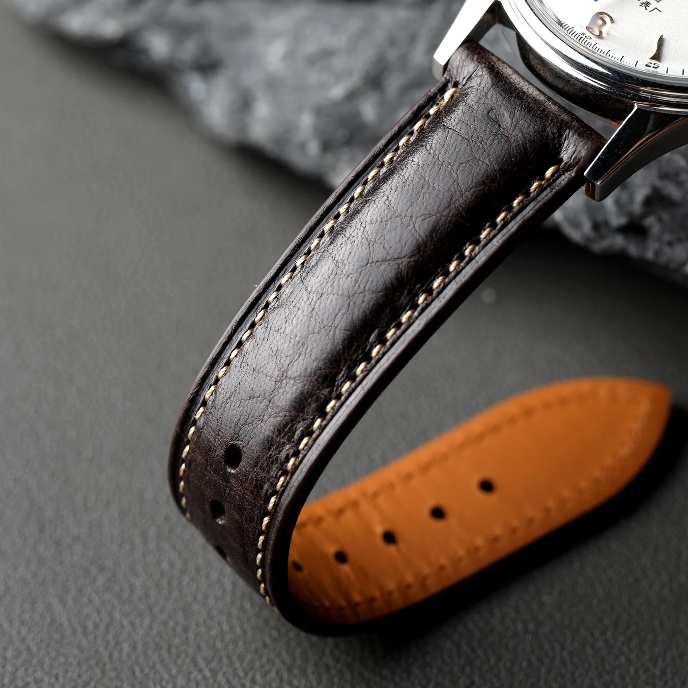 Handgefertigtes italienisches MBOX-Armband aus hochwertigem Rindsleder, 18 19 20 22MM Schnellverschluss-Uhrenarmband, kompatibel mit Smartwatch-Armbändern. – Detail 6