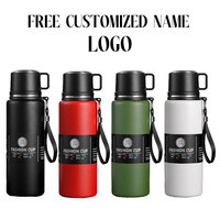 Logo Name Customization Thermos Stainless Steel Portable Vacuum Flask Insulated Tumbler Large Thermo Bottle 600-1500ml