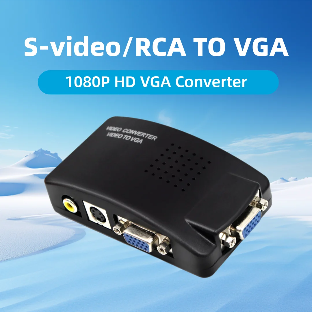 

AV to VGA Adapter S-Video to VGA Converter Support 1080P HD Video Switch Box AV in to VGA out for STB,DVD,PC