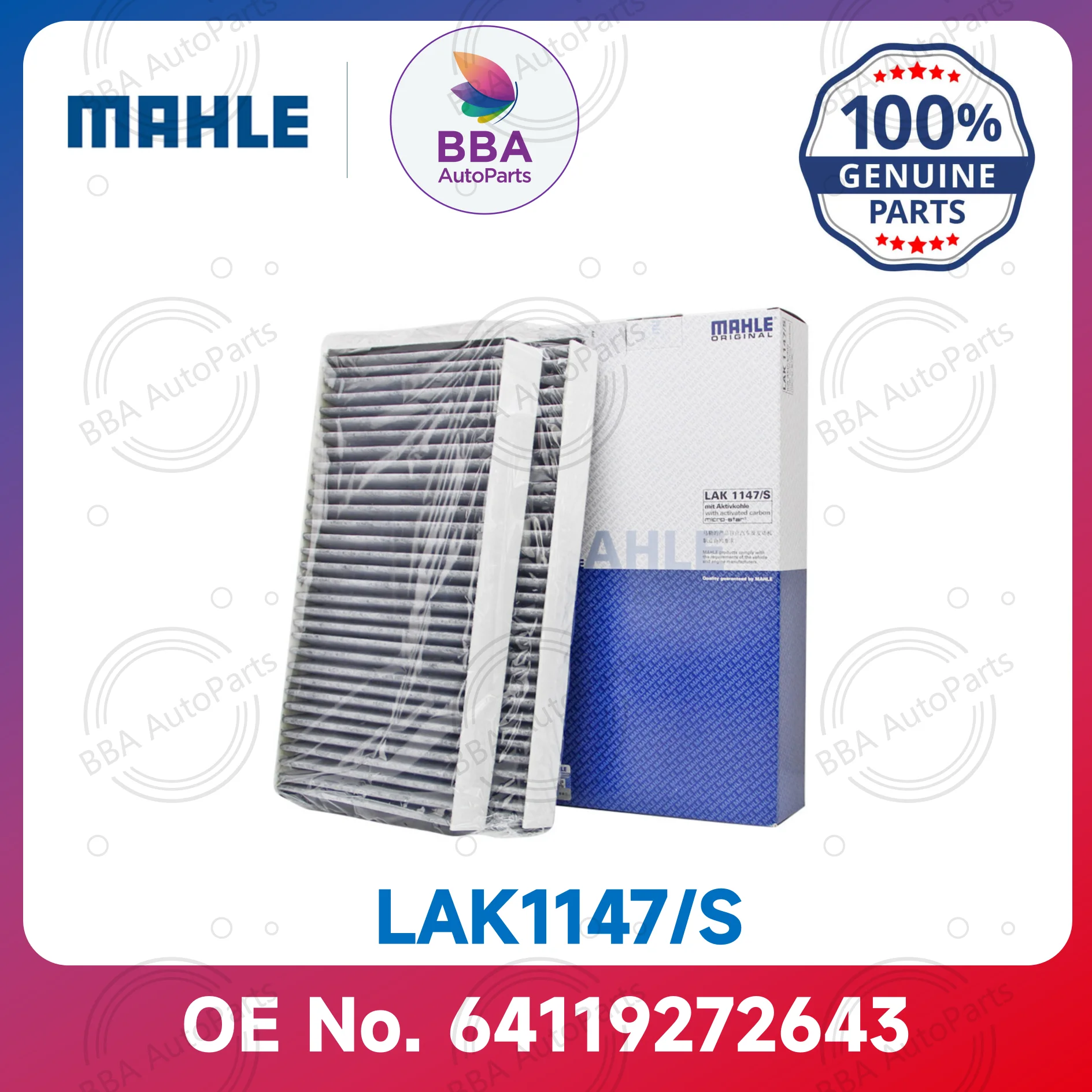 Mahle LAK1147/S LAK173/S air conditioner filter for BMW 730Li, 735Li, 740Li, 745Li, 750Li, 760Li  with OE 64119272643