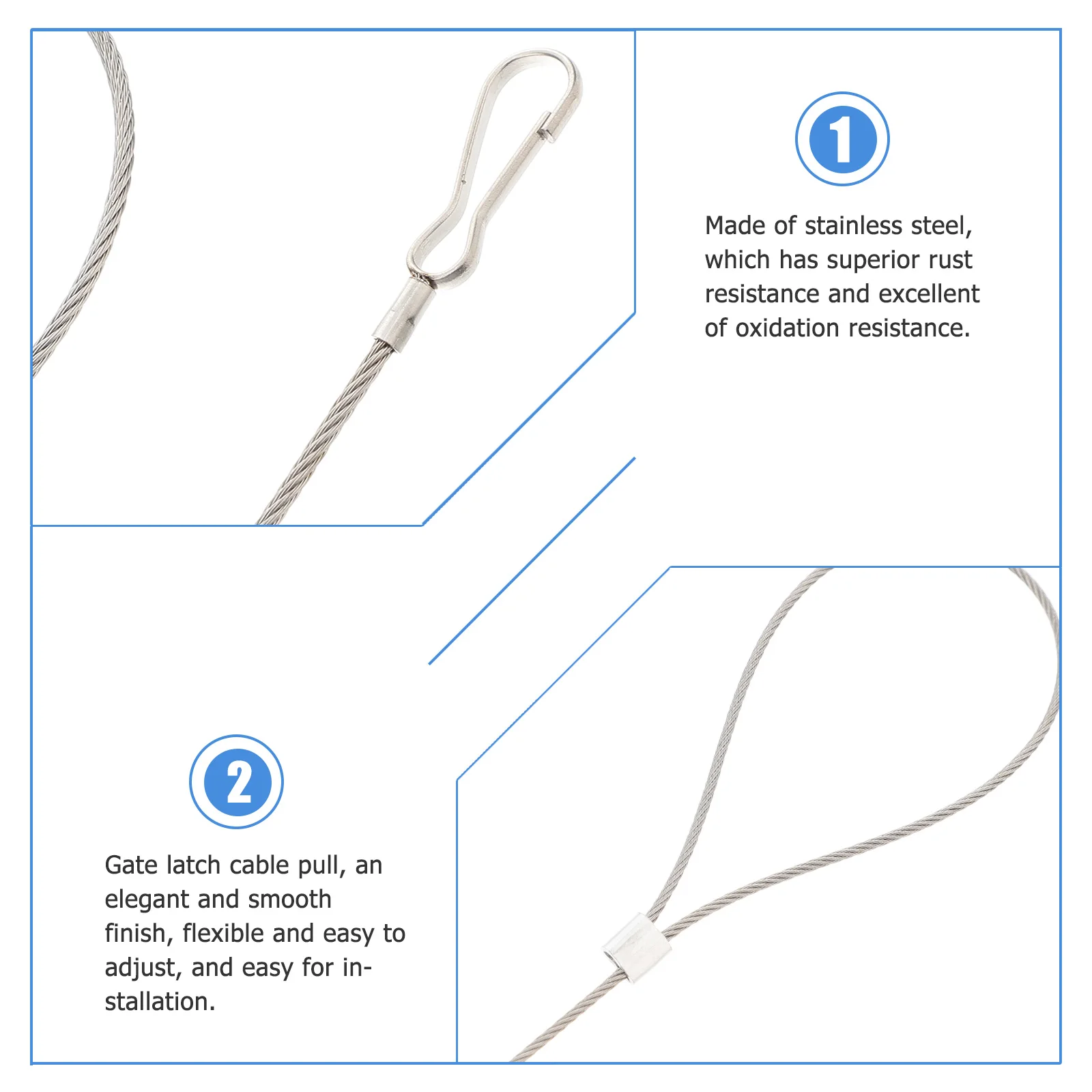 8pcs Anti Fall Decorative Rope Stainless Steel Cable Pull Gate Latch Adjustable Door Opener Fence Backyard Safety Lighting