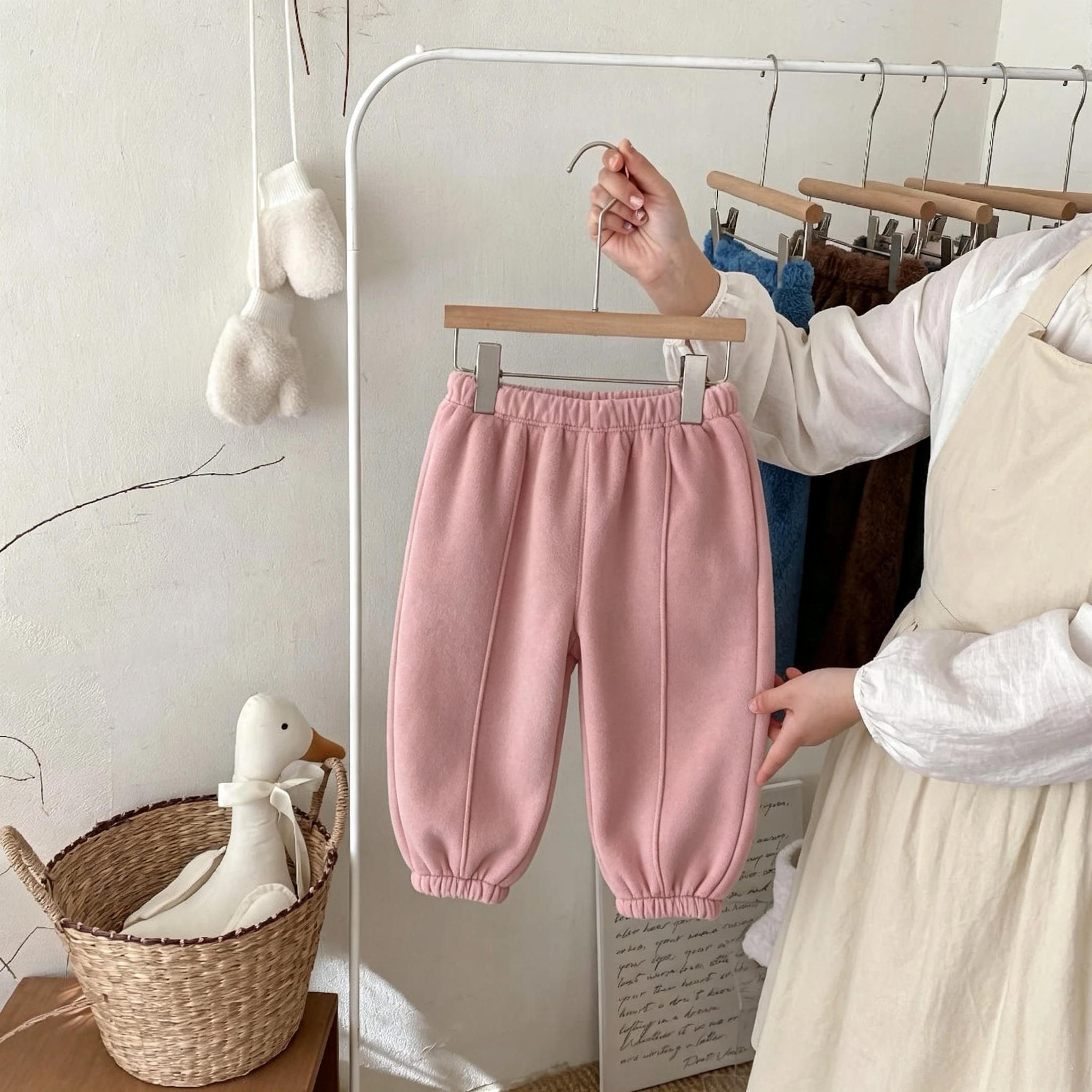 Solid Color Fashion Casual Sweatpants For Children's Clothes Fall Winter Thicken Warm Kids Trousers Korean Simple Sports Pants