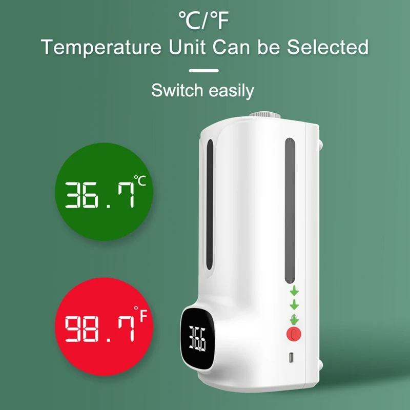 K9 Proplus Wall-Mounted Thermometer With Soap Dispenser,With Alarm,Suitable For Use In Offices,Schools And Communities