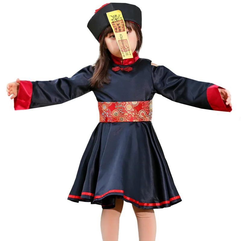 Chinese Qing Dynasty Zombie Costume for Halloween Kids Mother Family Party Vampire Dress