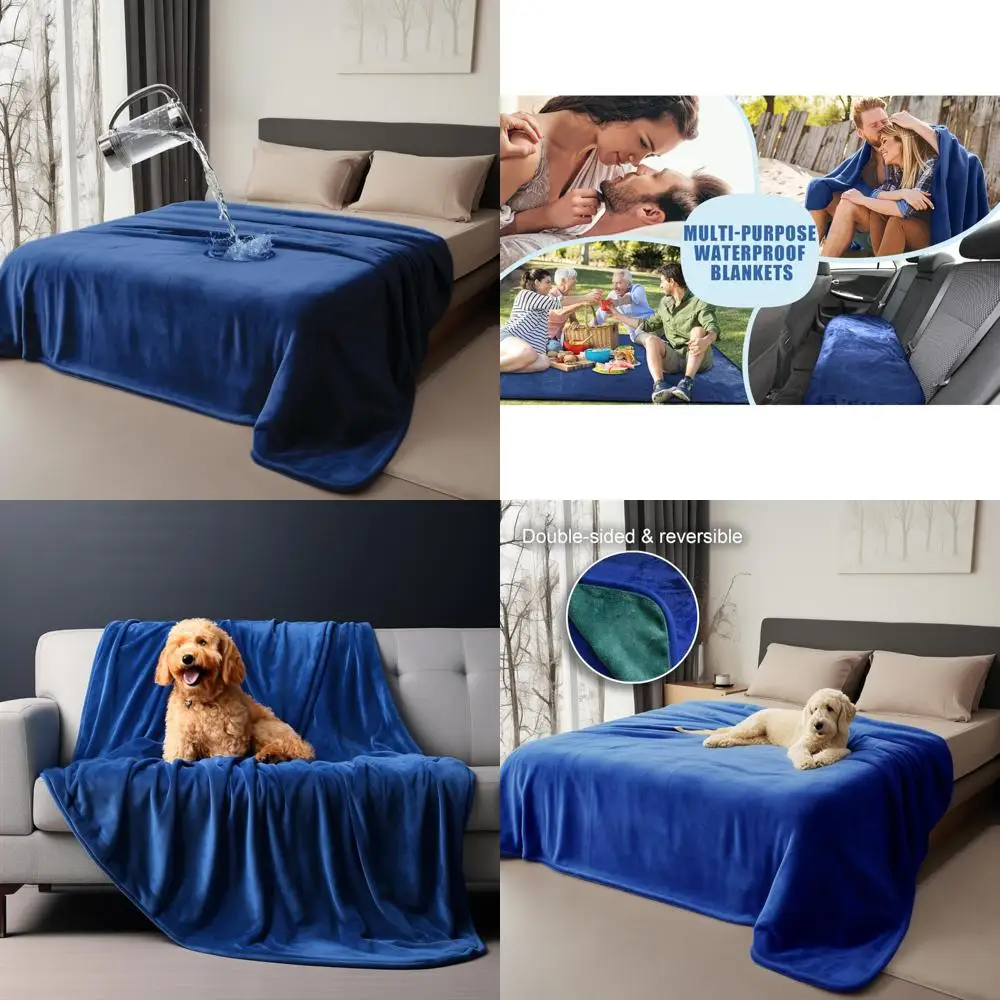 

Водонепроницаемое одеяло King Size — ультрамягкая, устойчивая к пятнам фланель темно-синего цвета