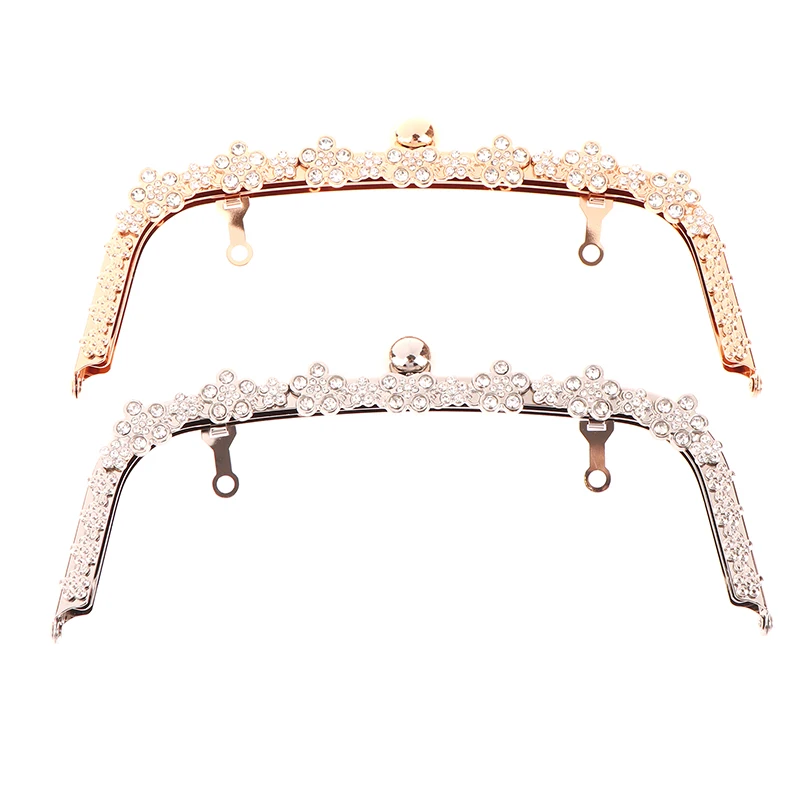 1Pc 22CM Mode Boog Bloem Diamant Metaal Maken Kus Sluiting Portemonnee Frame Voor Tas Clutch Sluiting Aan de Tas Accessoires